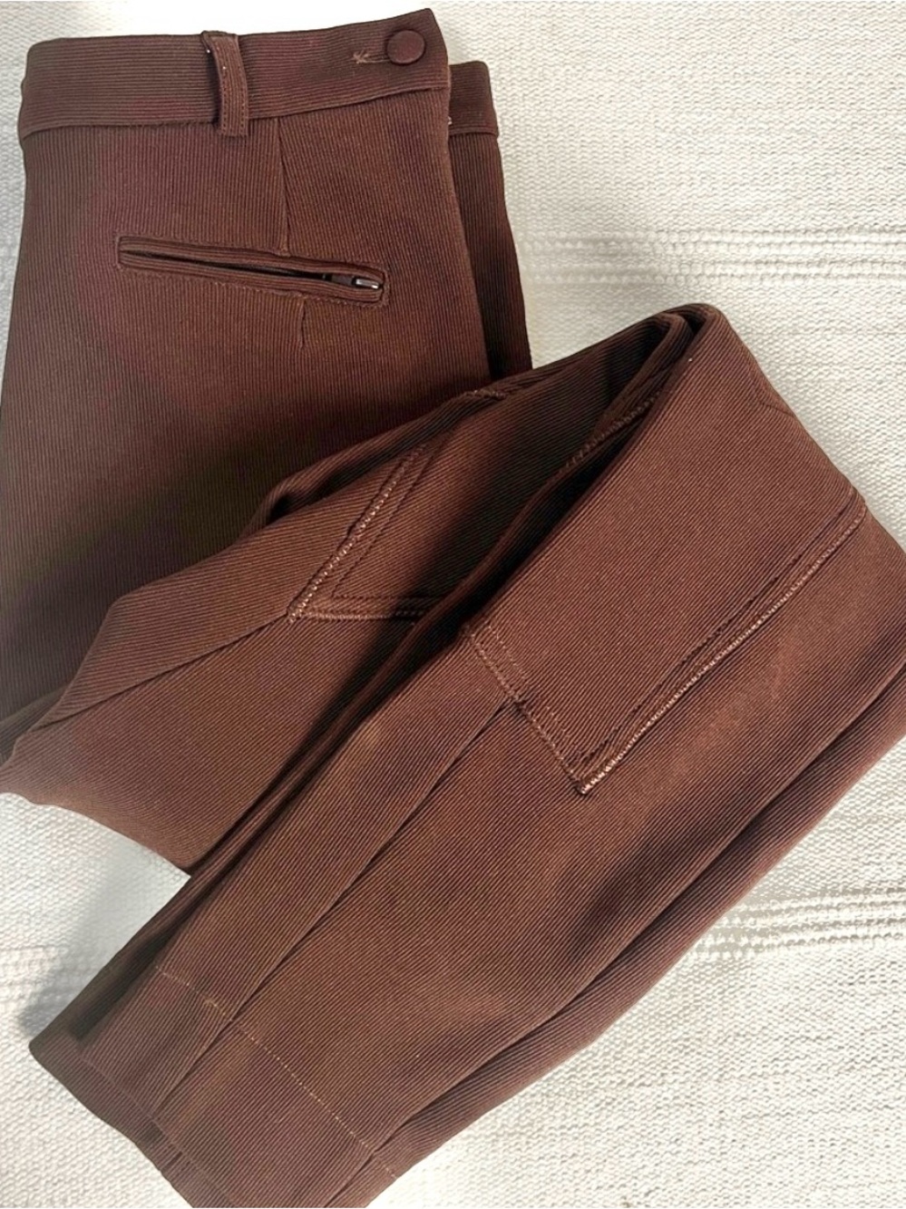French Equestrian Riding Breeches Brown Stretch Jodhpur Pants US 12 FR 44